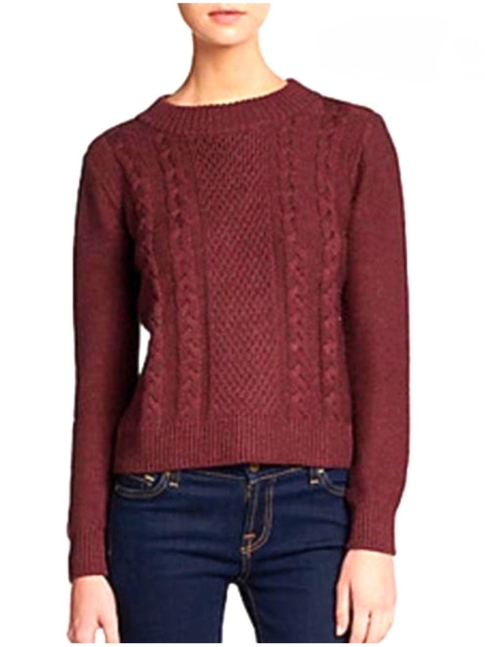 Joie | Burgundy Cableknit Sweater, S